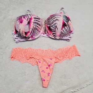 Pink Victoria's Secret White Tropical Lace Push Up Bra 36DD NWT Underwear Medium